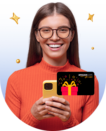 Customer receiving an Amazon gift card on her phone